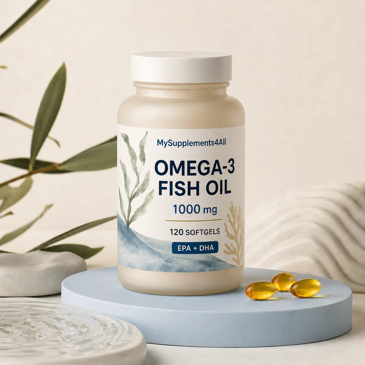 Omega-3 Fish Oil — 180 softgels (2 per day, 90 days) pack from My Supplements 4 All